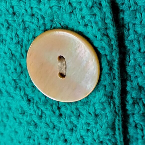 Appleseeds Womens Cotton Knit Turquoise Cardigan Sweater Button Closure Size L N - Picture 2 of 7